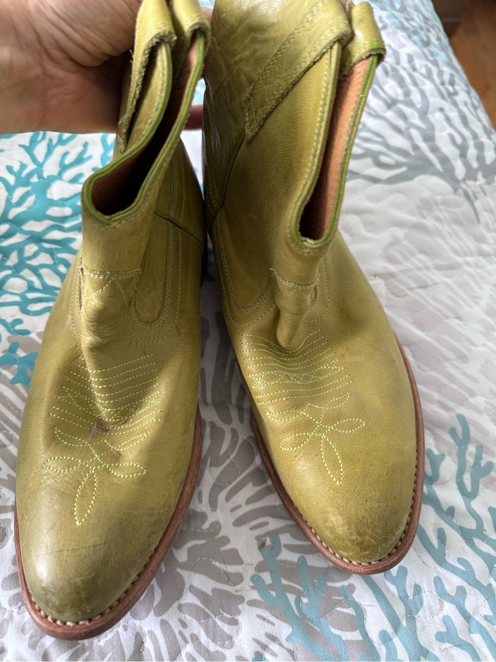 Miz Mooz Leather Ankle Booties with Western Stitching